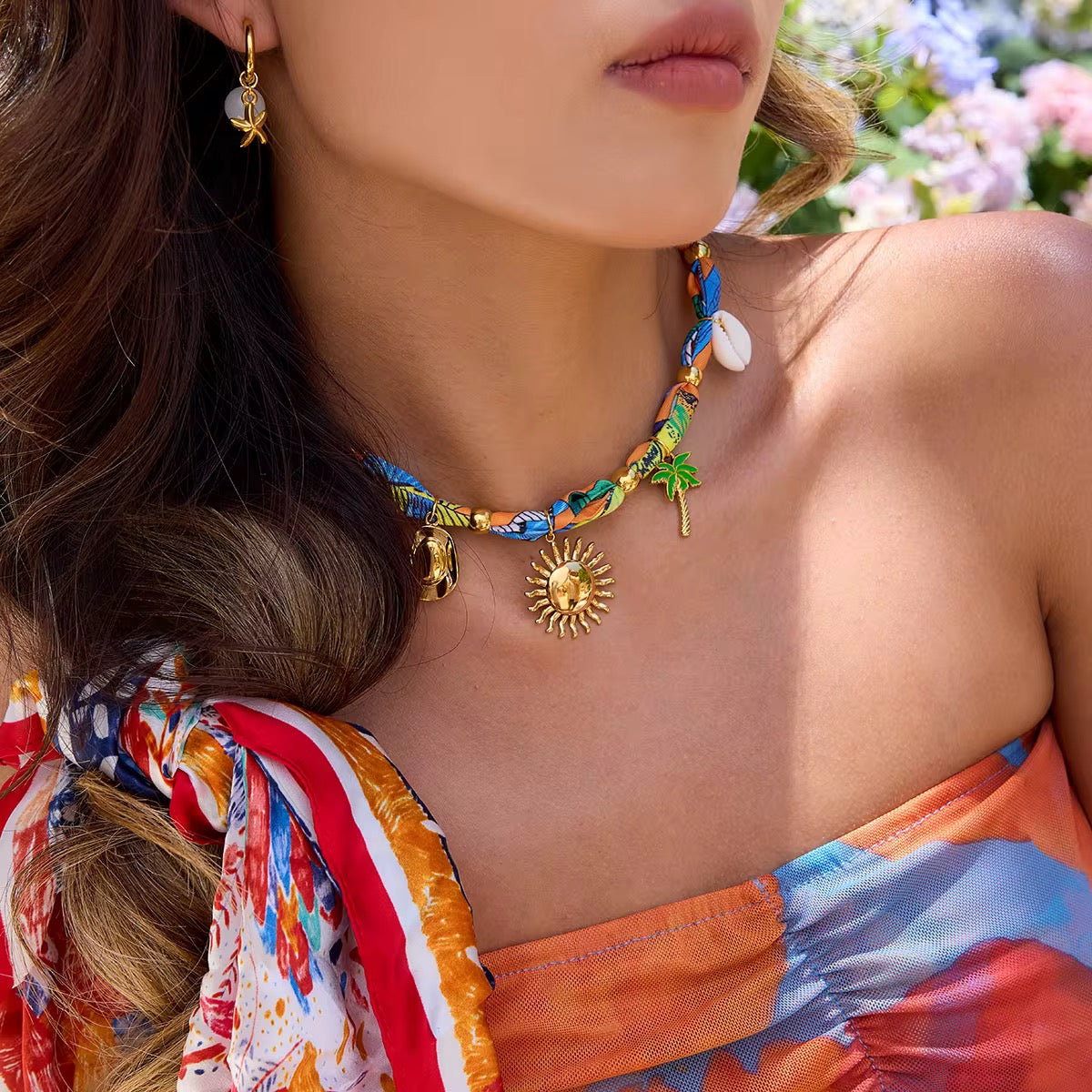 Endless Summer Charms Fabric Necklace