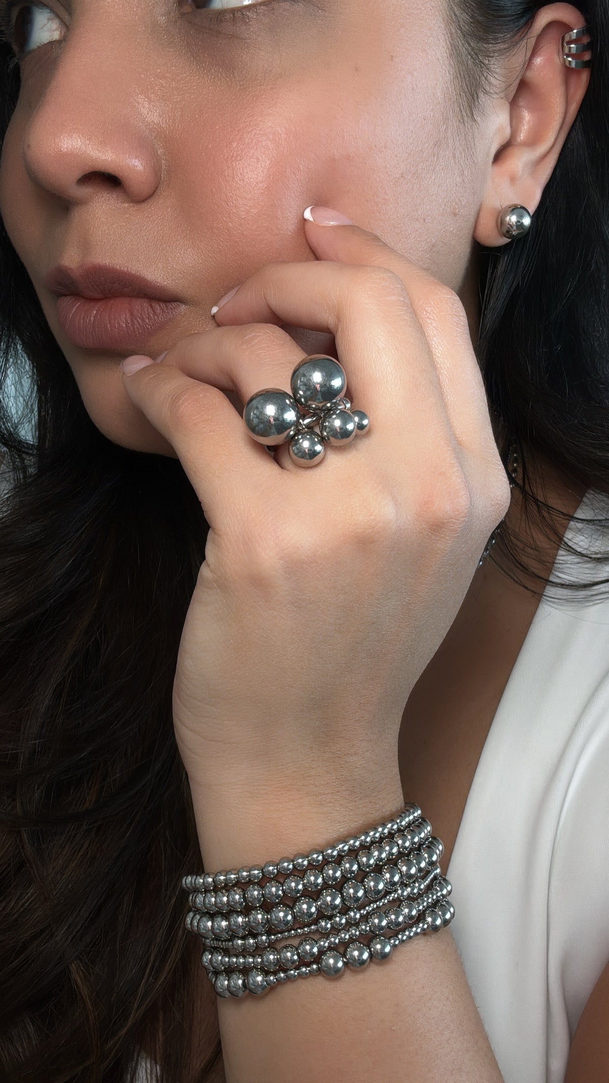 Silver Multi Balls Ring