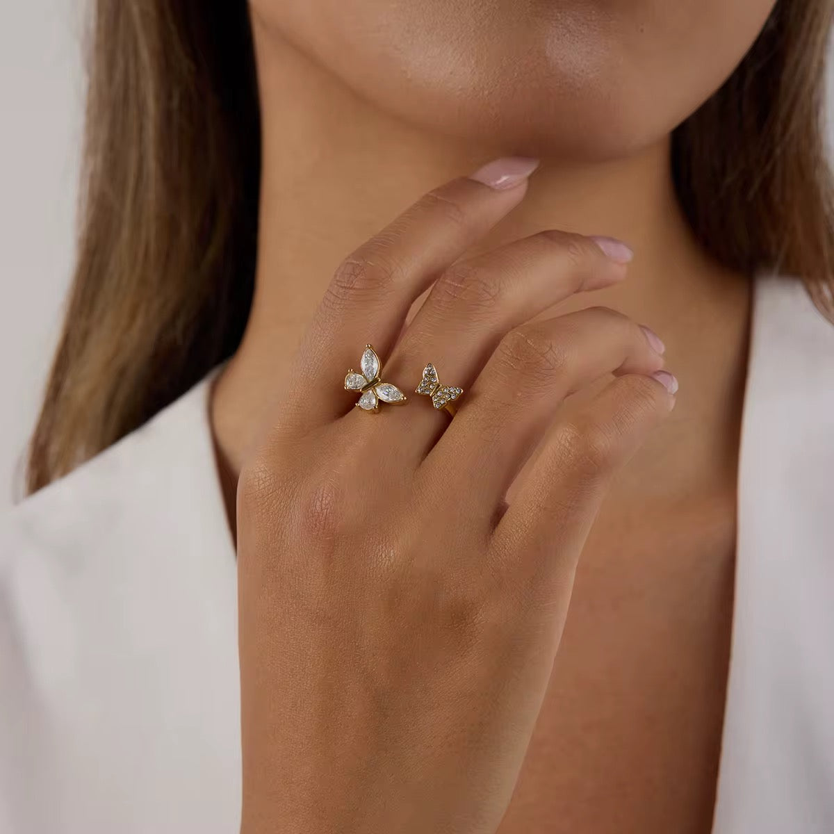 Zirconias Butterflies Open Ring
