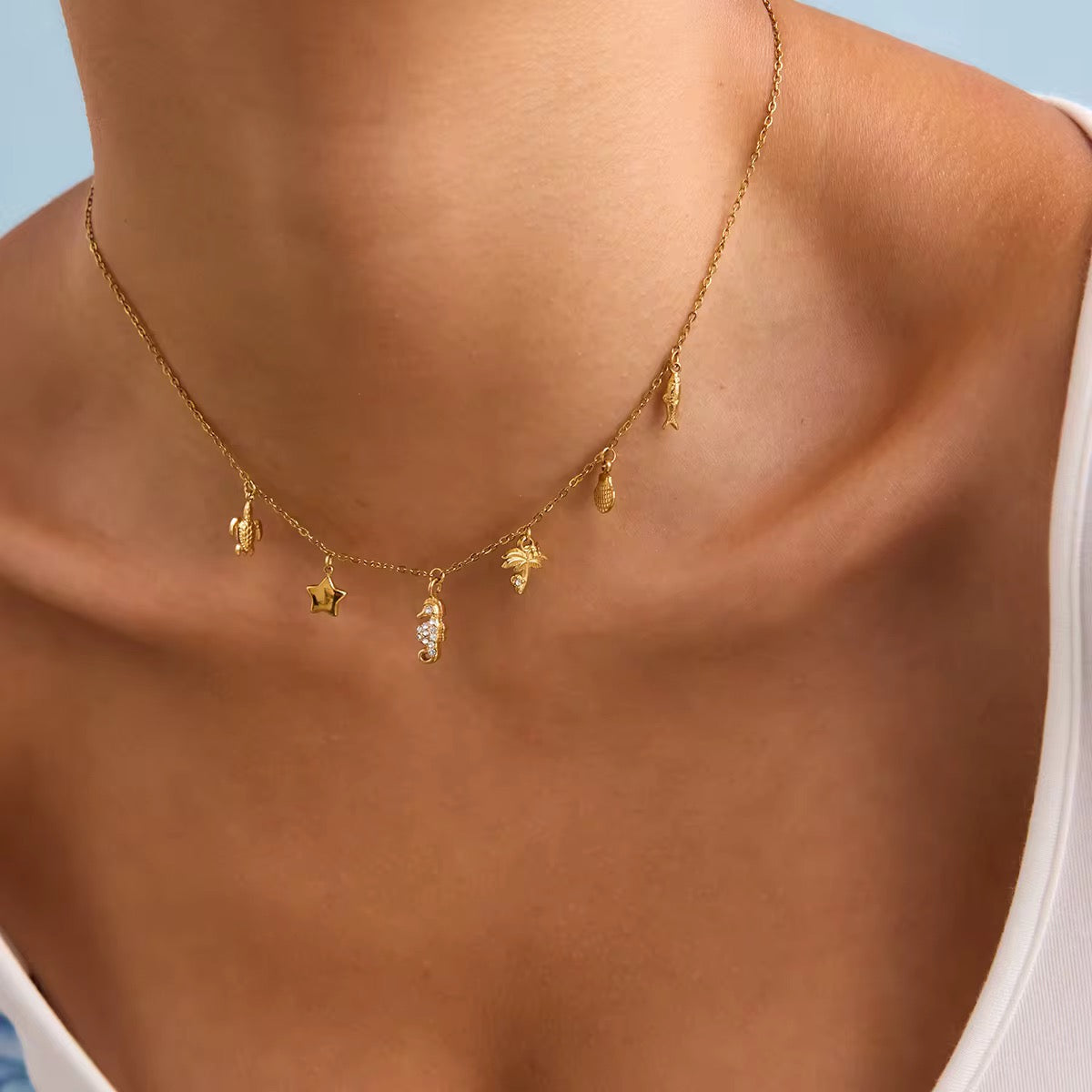 Sea Mini Charms Chain Necklace