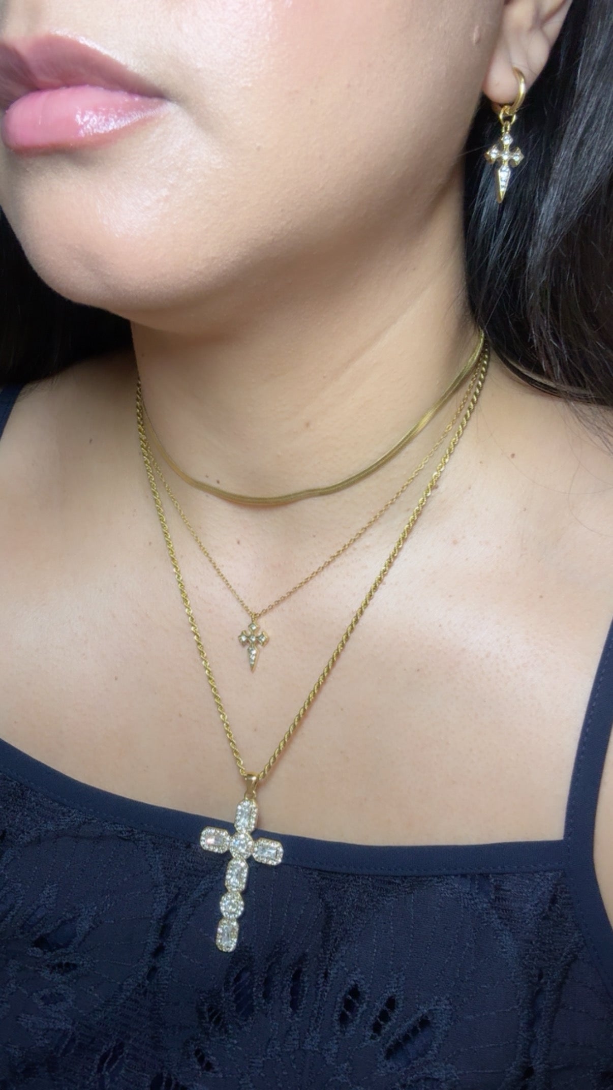 Zirconias Dainty Cross Pendant Necklace