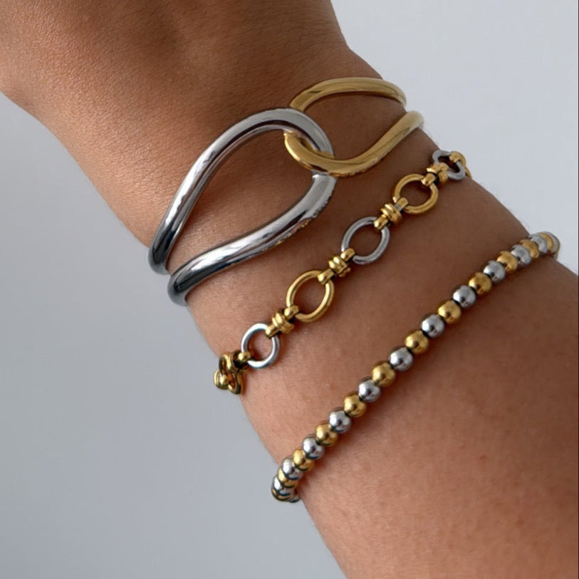 Two Tone Oval Link Chain Bracelet