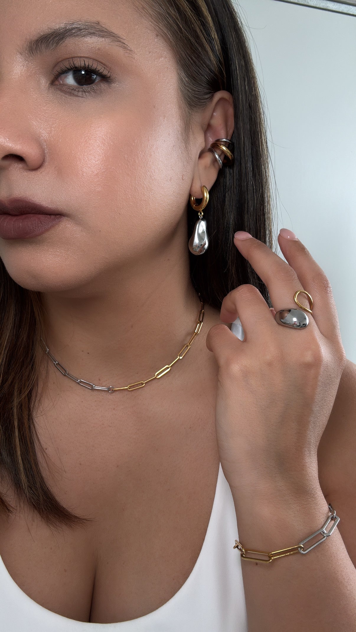 Two Tone Waterdrop Ring