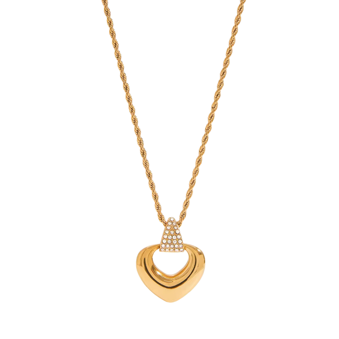 Semi Mount Zirconias Charm Rope Chain Necklace