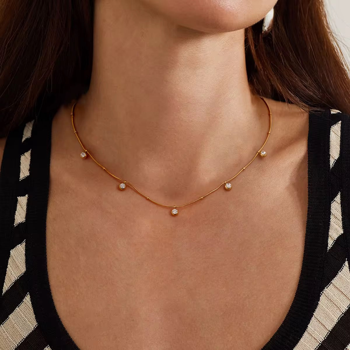 Round Zirconias Pendants Necklace
