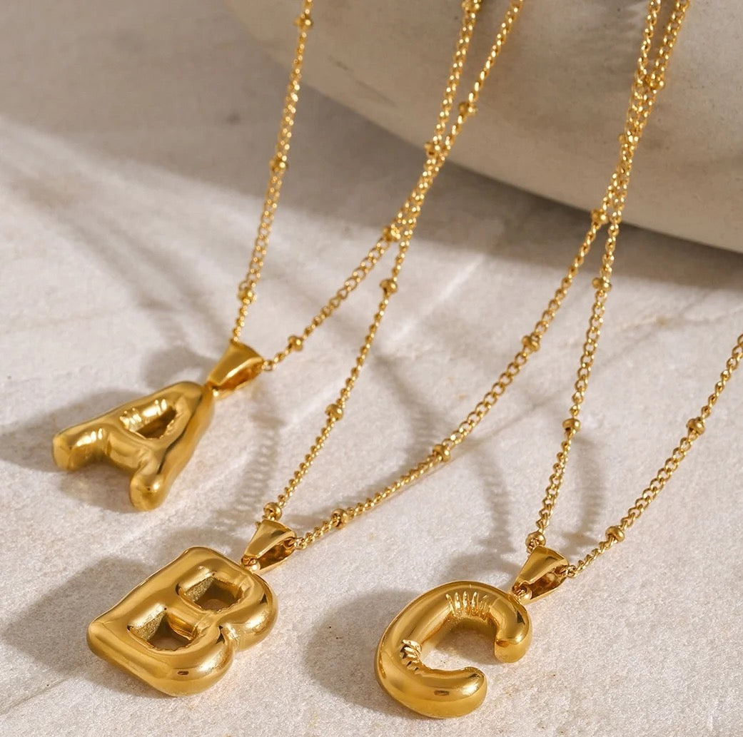 SS Chunky Bubble Initial Necklace
