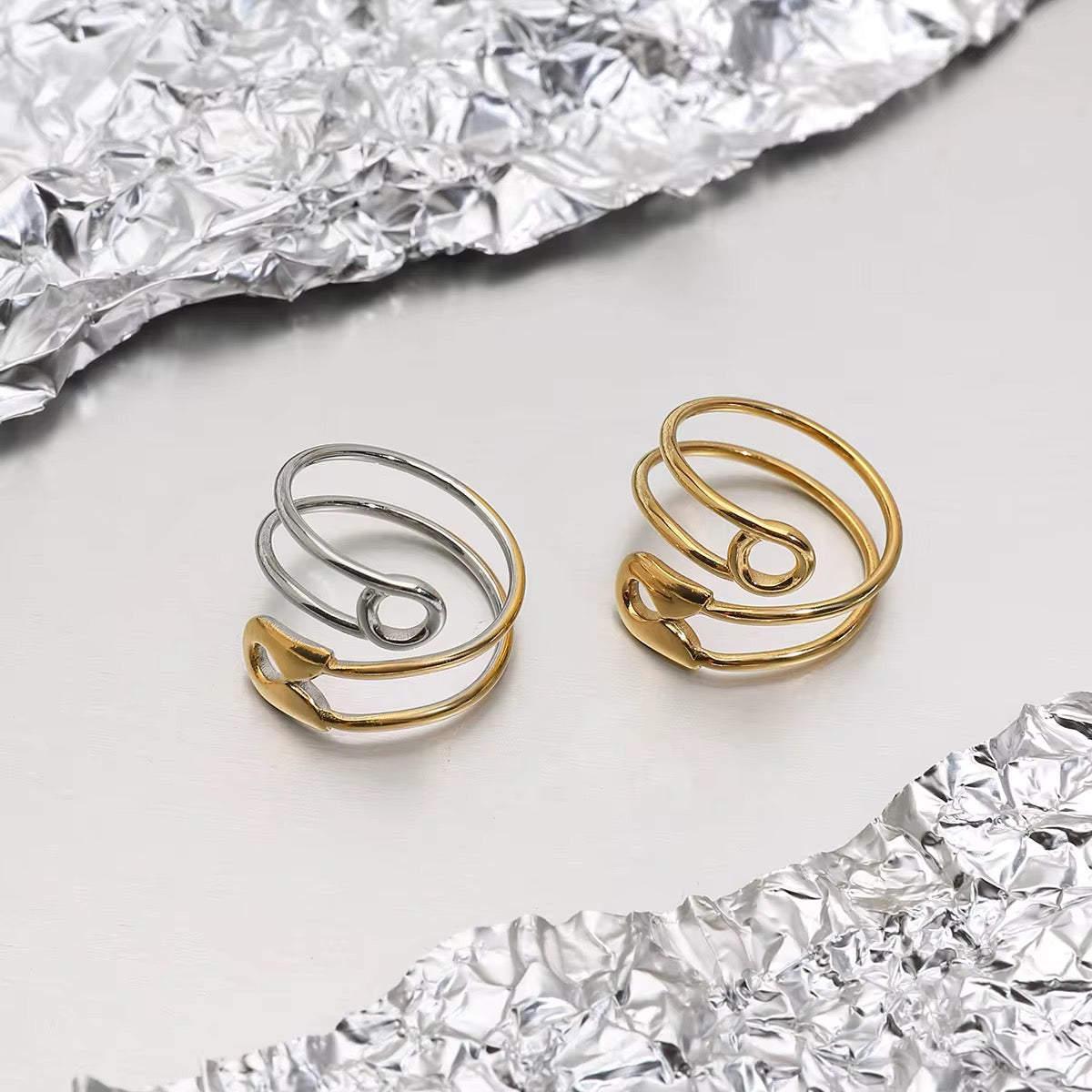 Two Tone Safety Pin Ring
