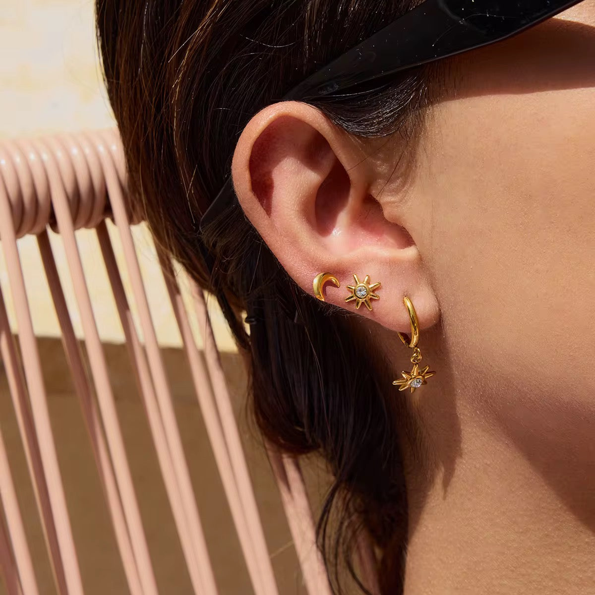 Moon & Stars Zirconias Earrings Set