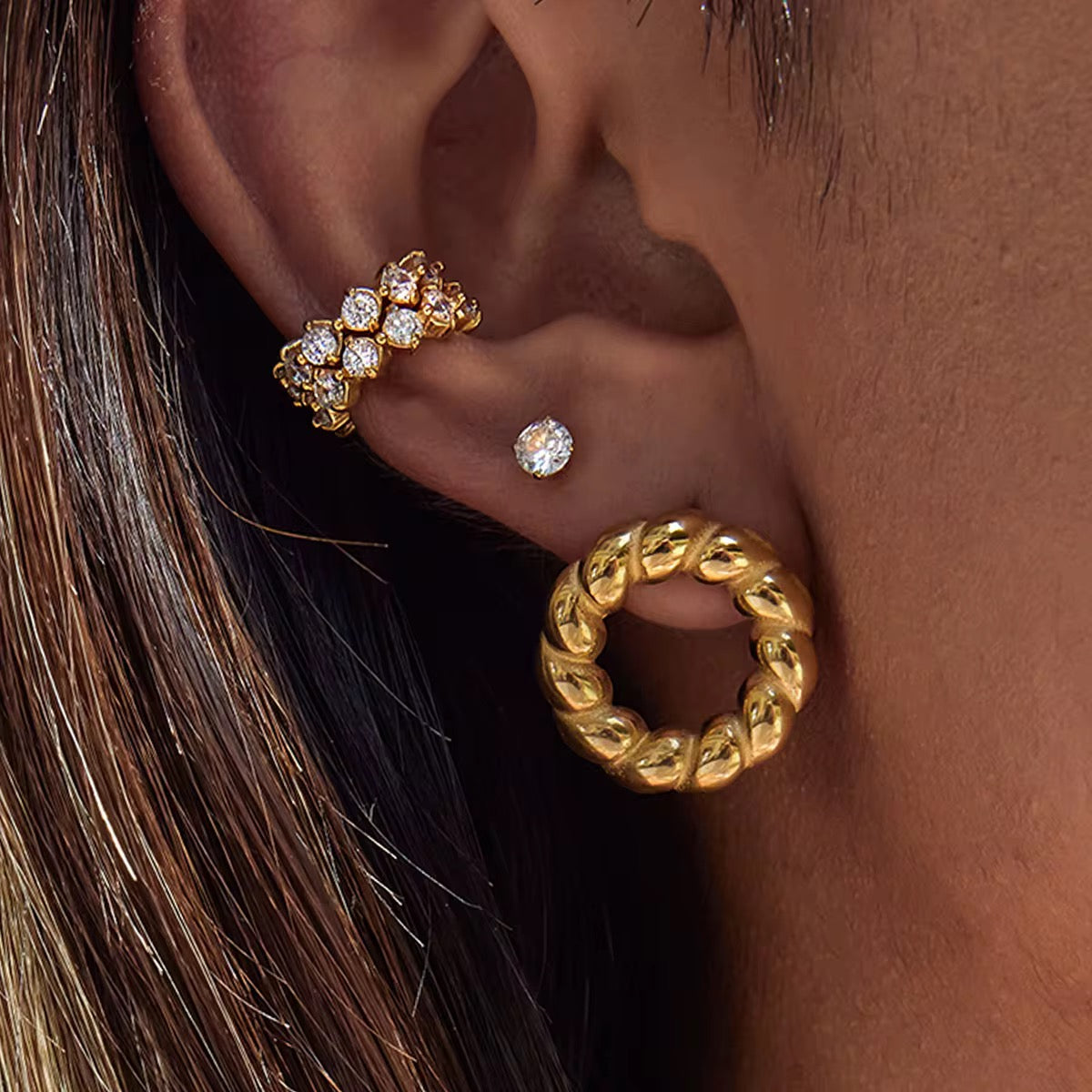 Textured Circle Stud Earrings