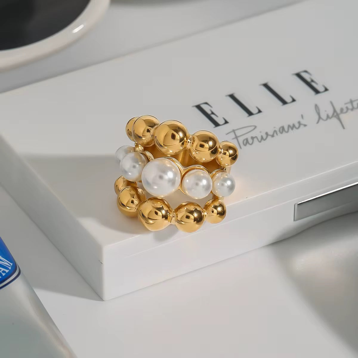 Pearls & Balls Layered Ring