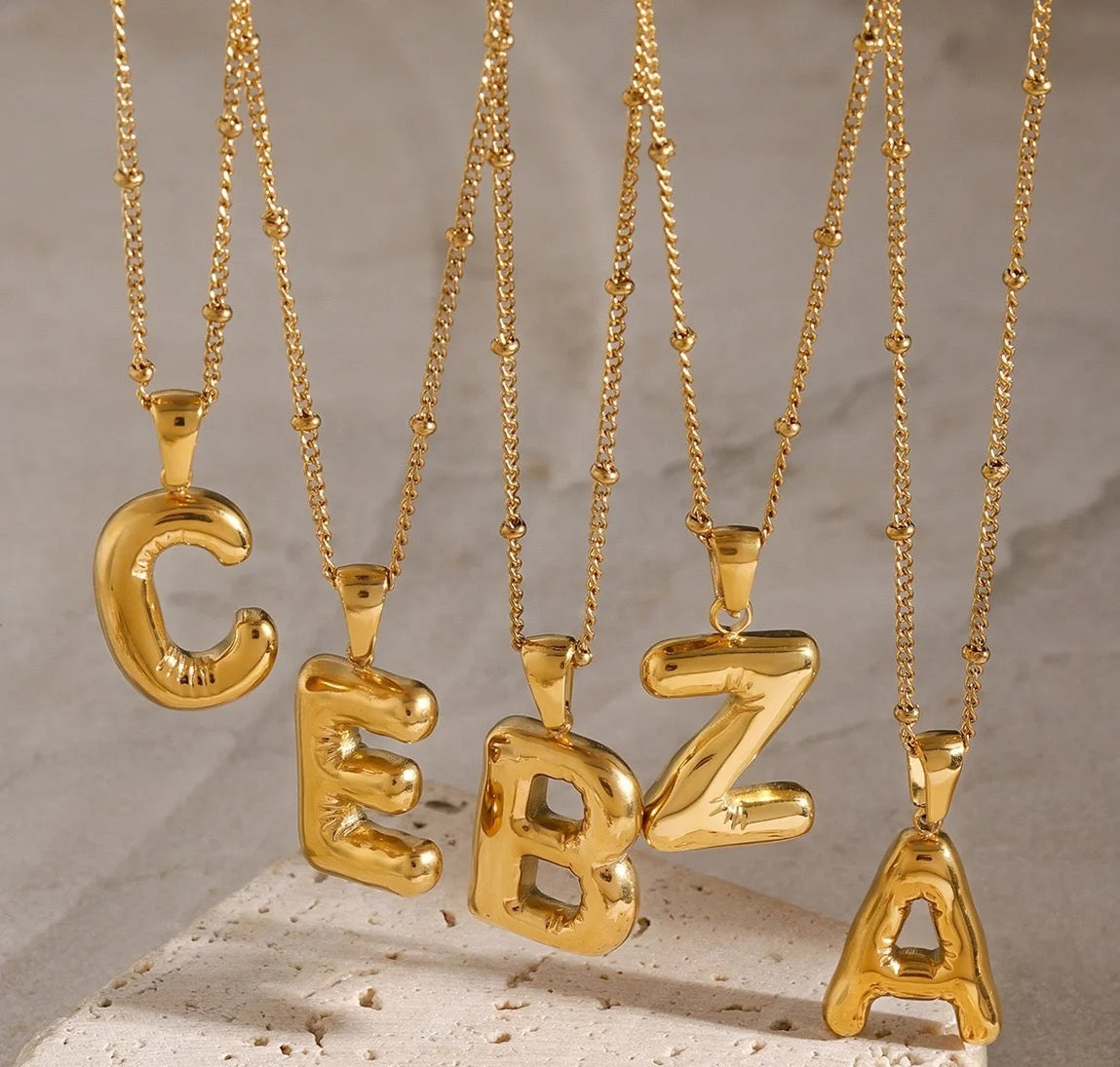 SS Chunky Bubble Initial Necklace
