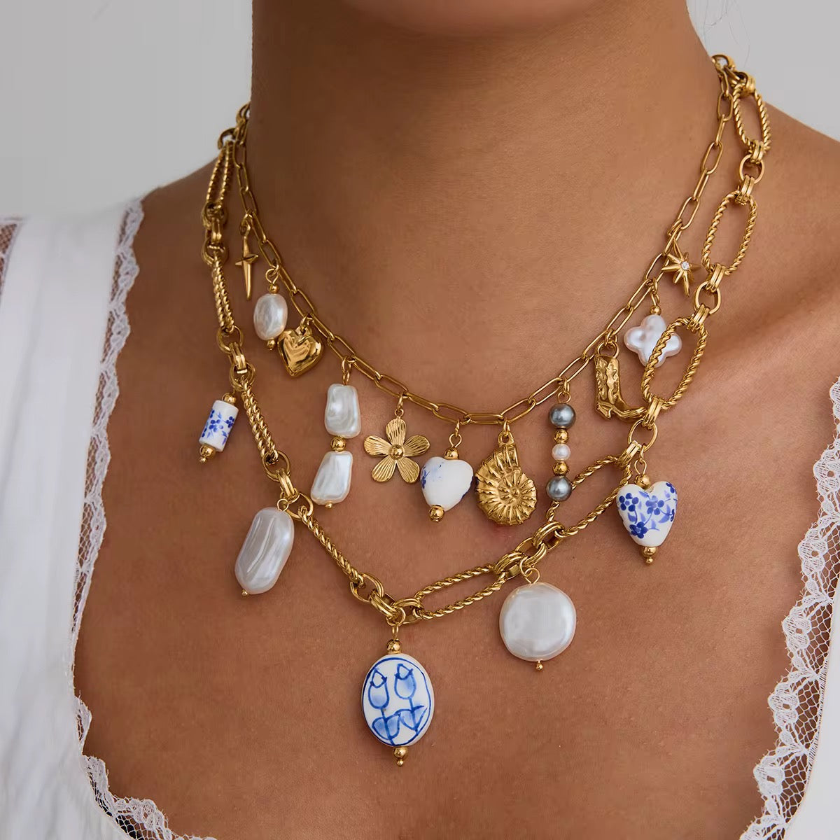 Santorini Vibes Charms Necklace