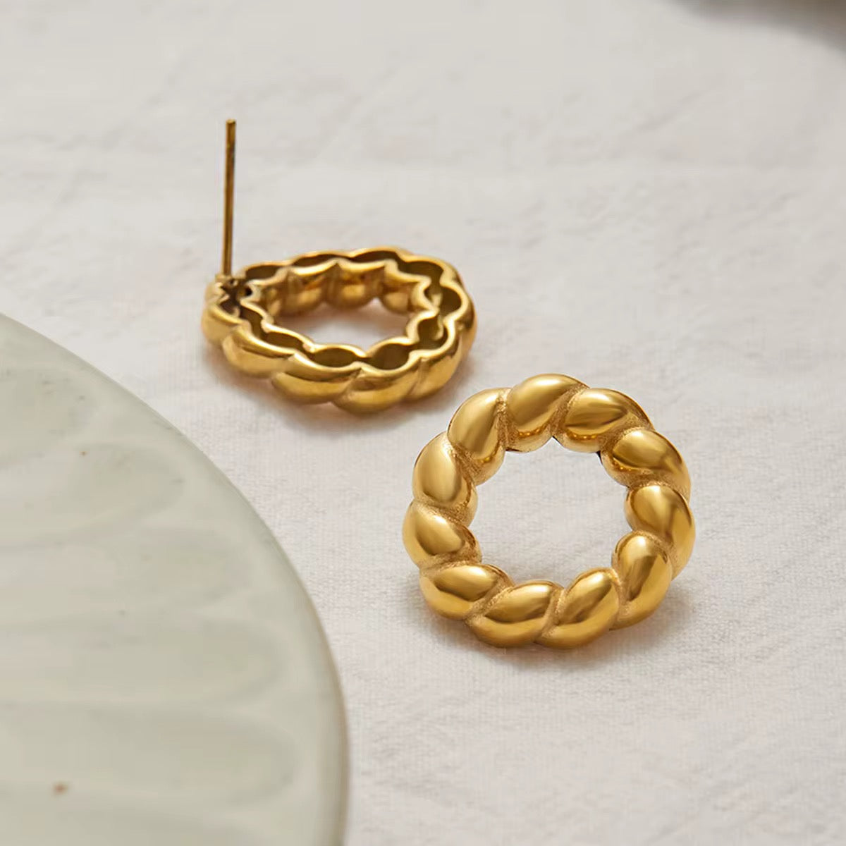 Textured Circle Stud Earrings