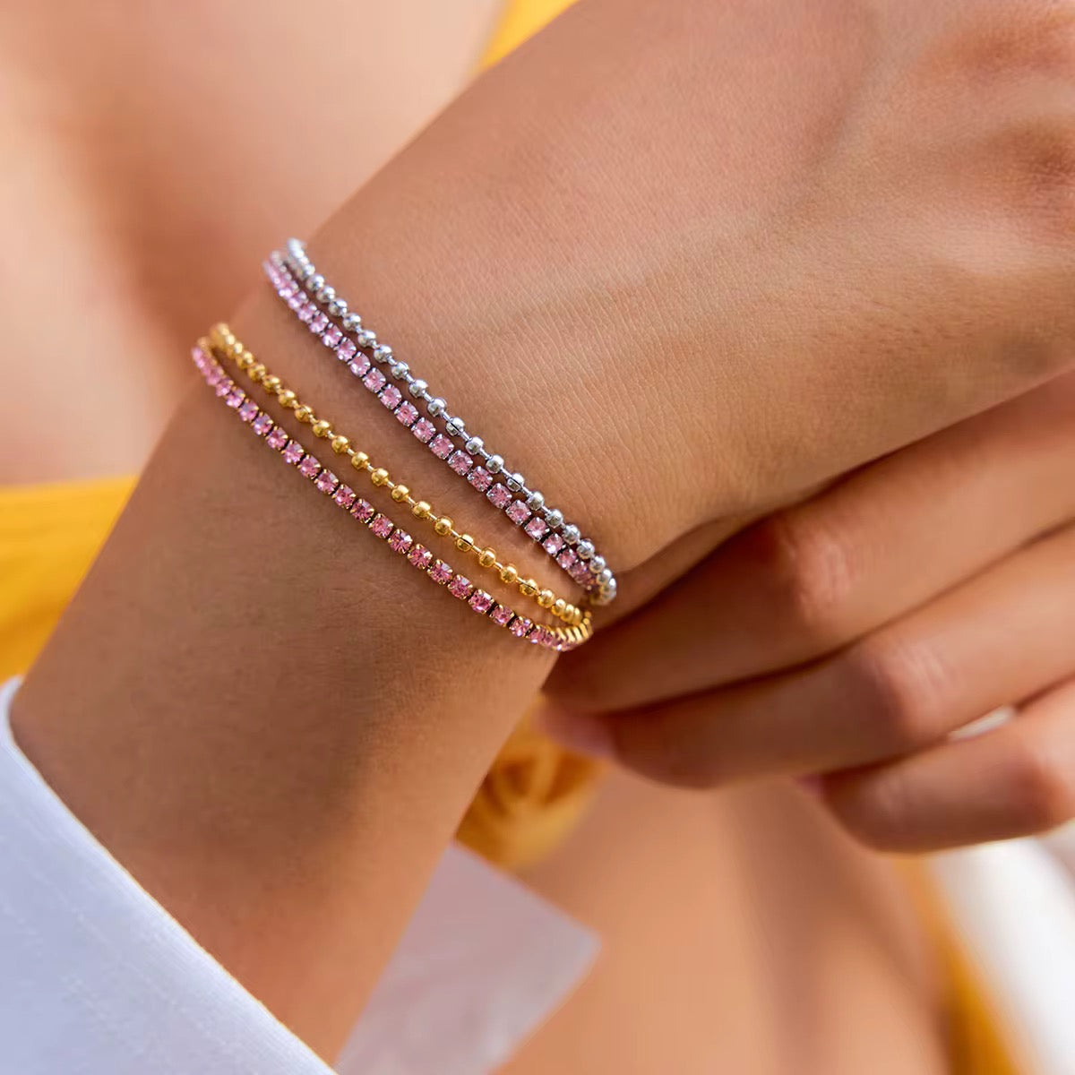 Pink Zirconia Double Layer Bracelet
