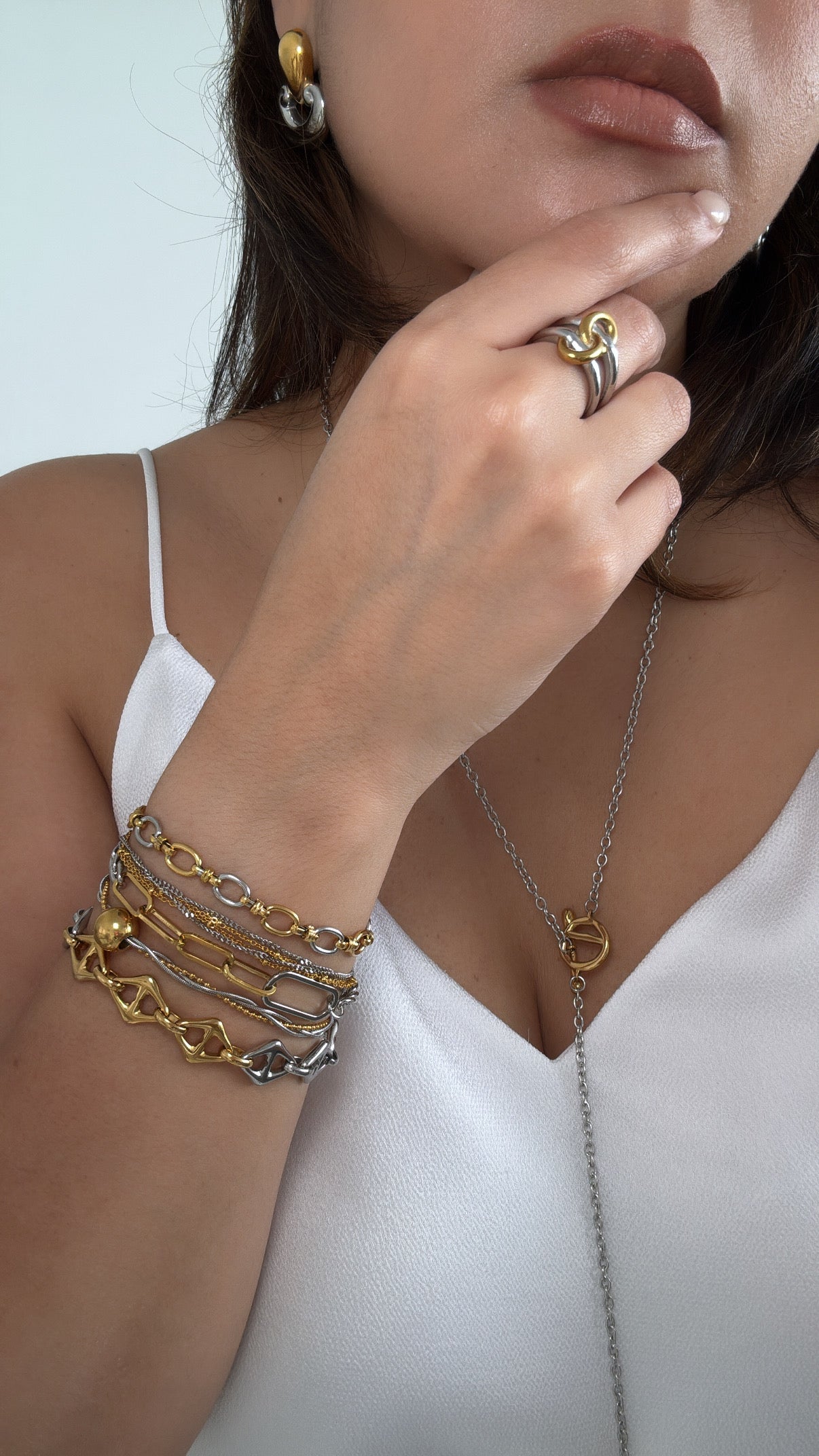 Two Tone Knotted Double Layer Ring