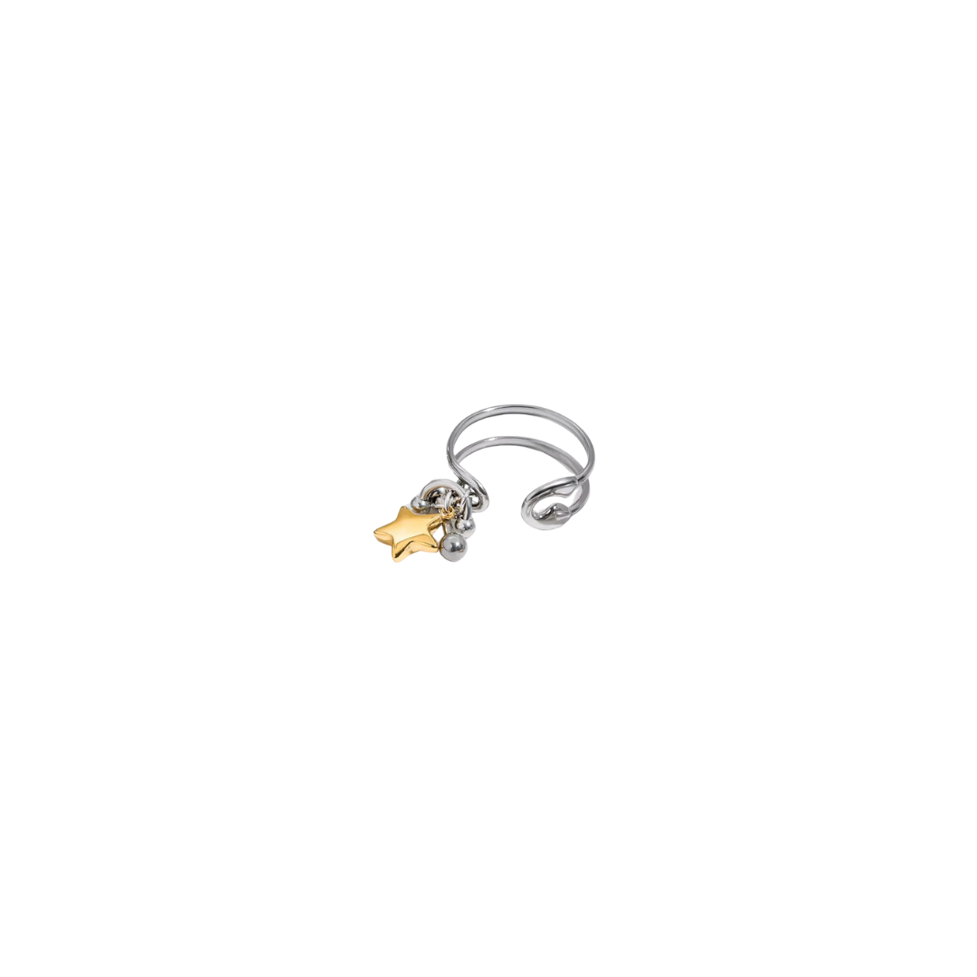Two Tone Star Charm Pin Ring