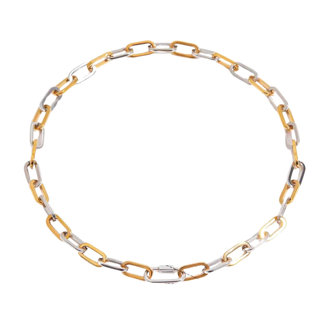 Two Tone Bold Link Chain Necklace