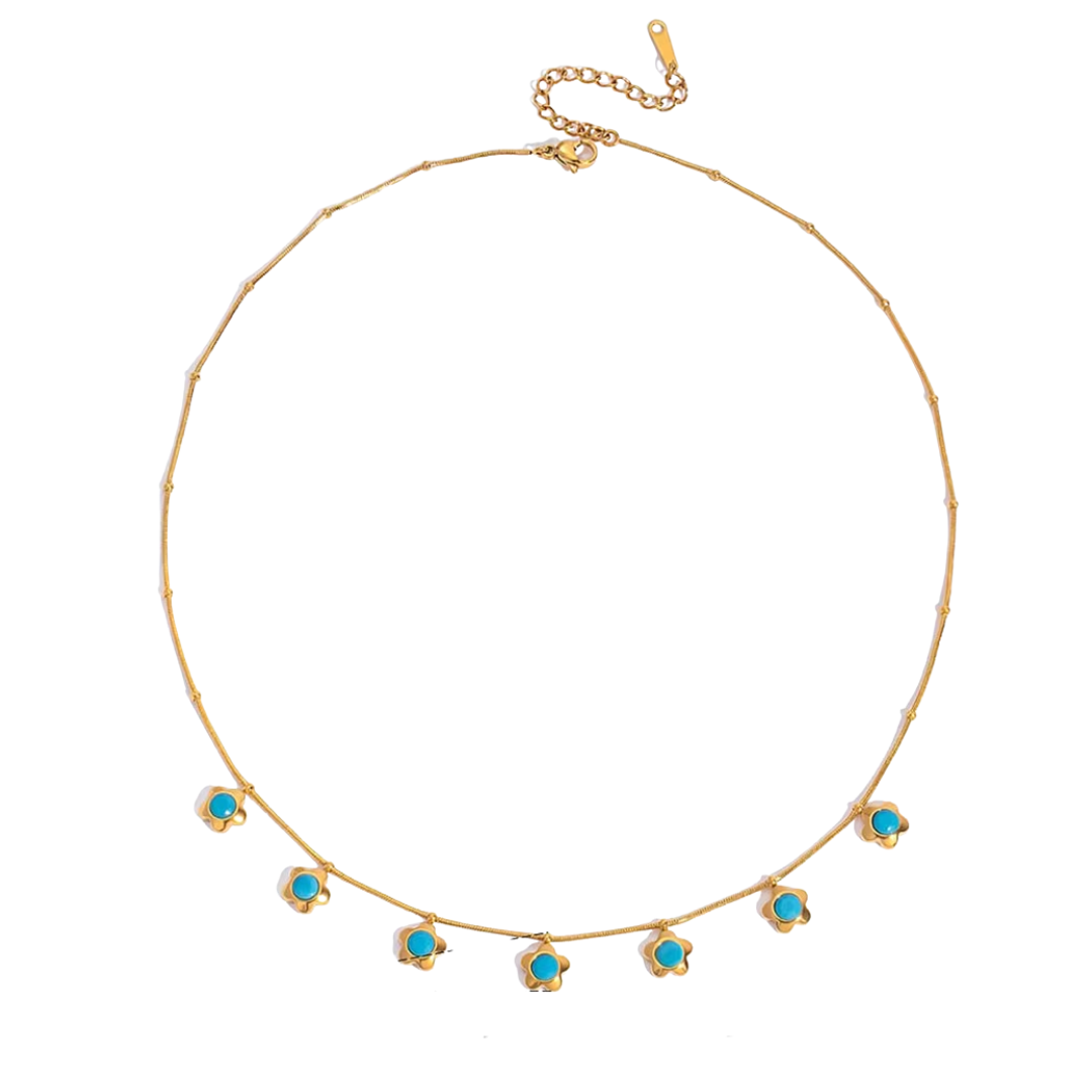 Turquoise Flower Mini Pendant Necklace