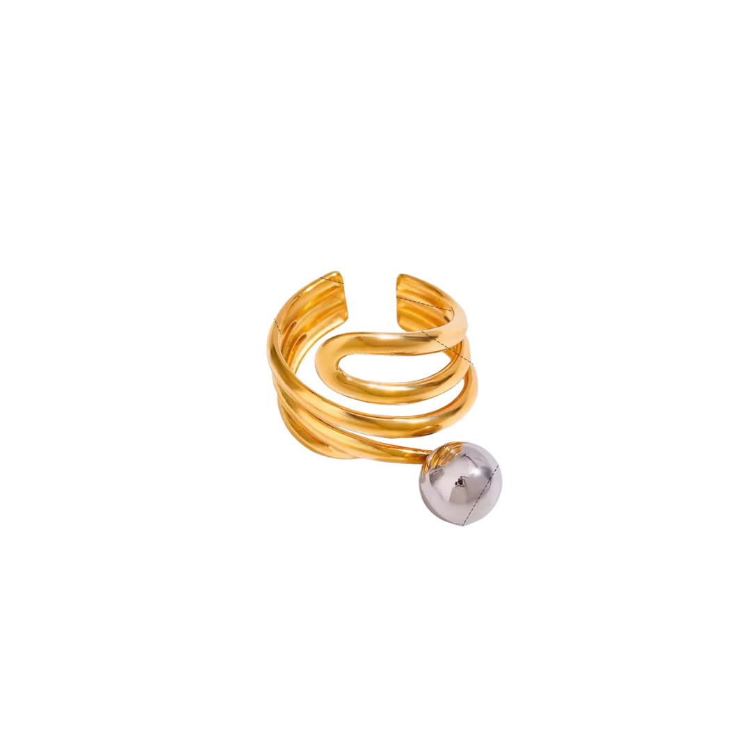 Two Tone Irregular Ball Ring