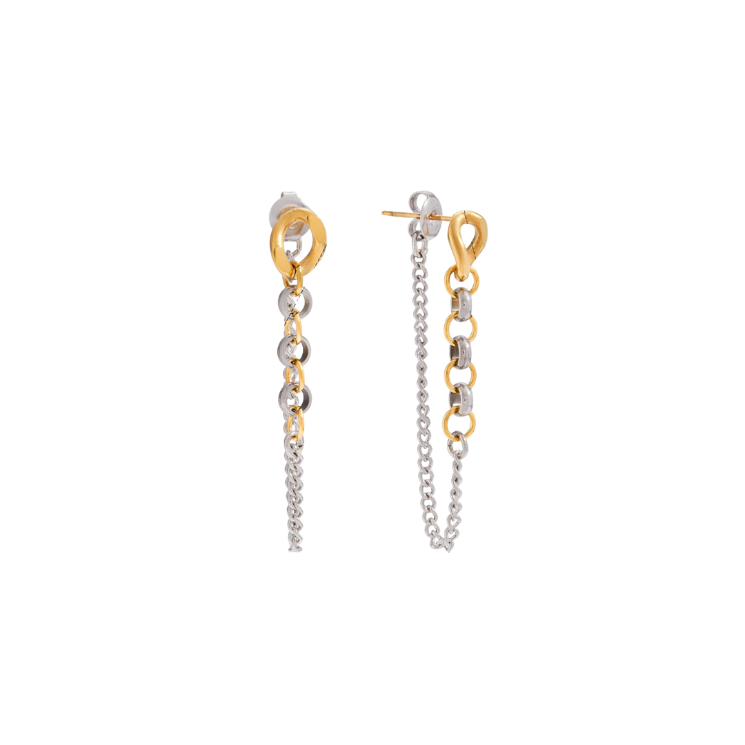 Two Tone Chain Tassel Earrings