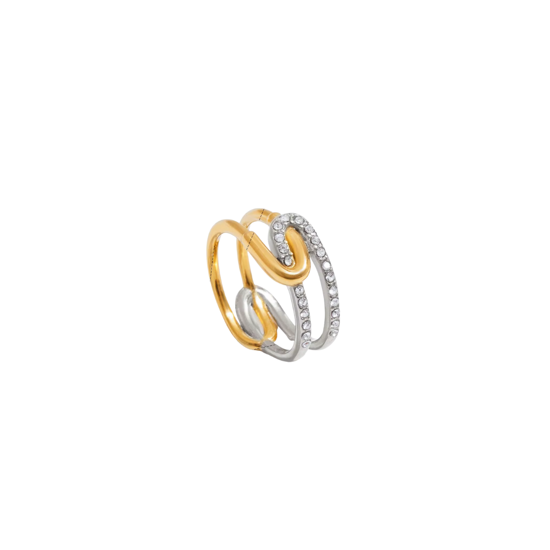 Two Tone Zirconias Layered Ring