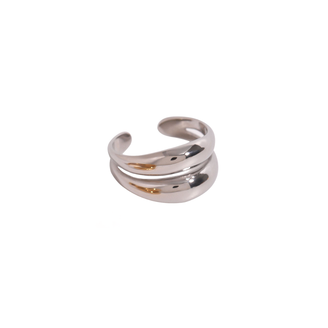 Silver Layered Open Ring