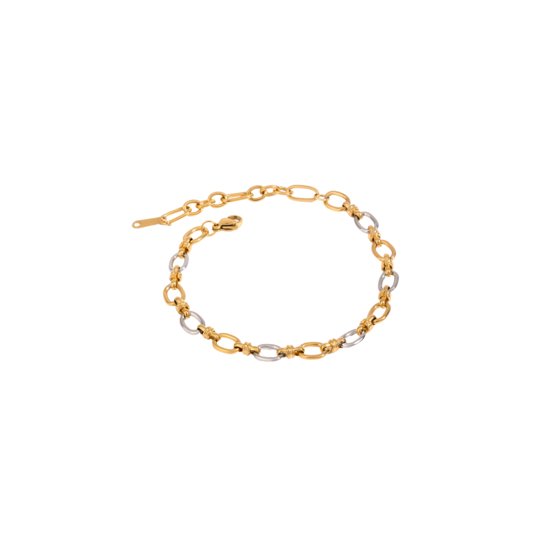 Two Tone Oval Link Chain Bracelet