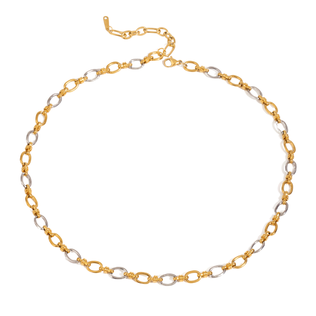 Two Tone Oval Link Chain Necklace