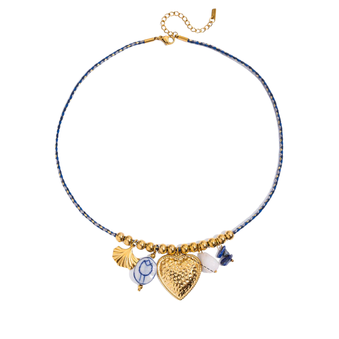 Denim Blue Charms Necklace