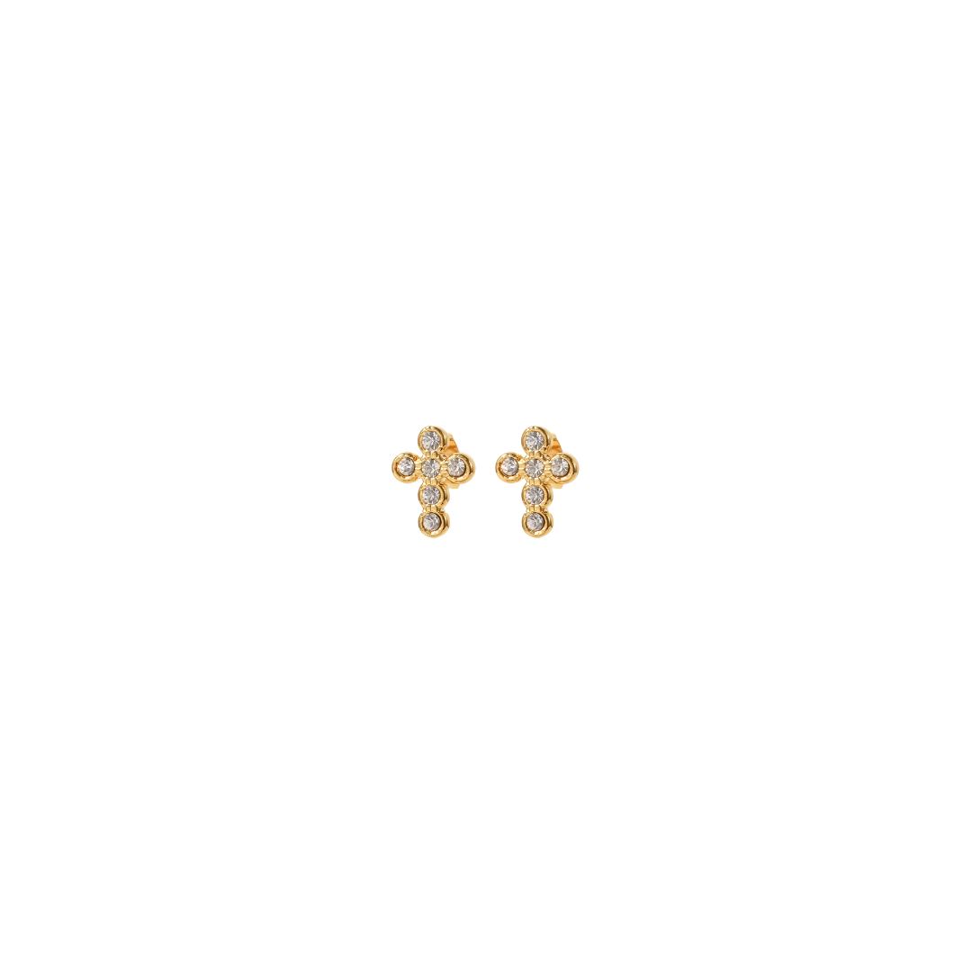 Small Zirconias Cross Stud Earrings
