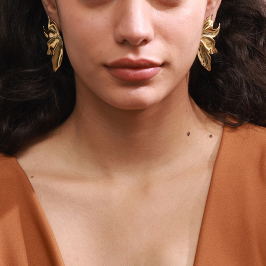 Flower Petals Big Statement Stud Earrings