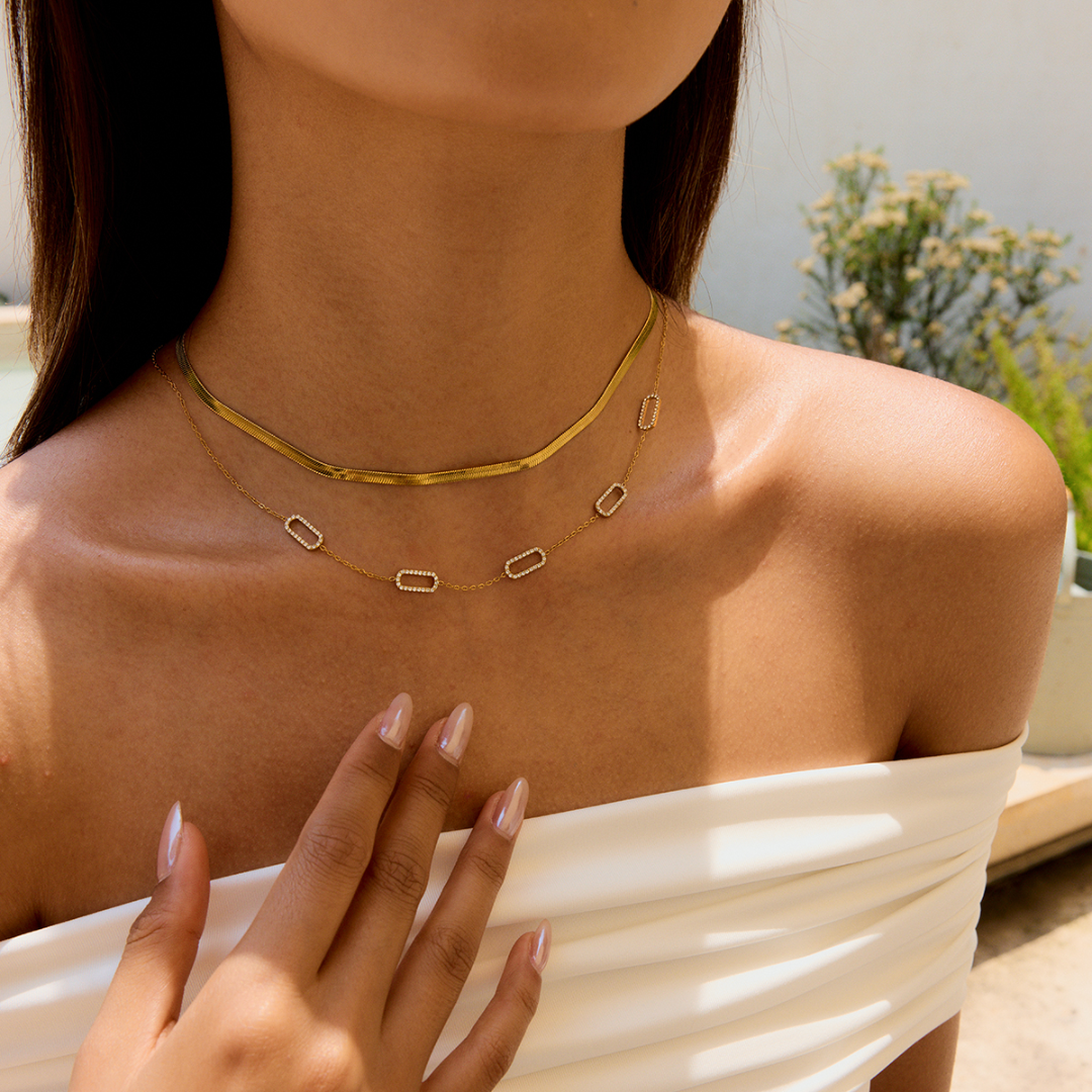 Dainty Zirconias Linked Chain Necklace