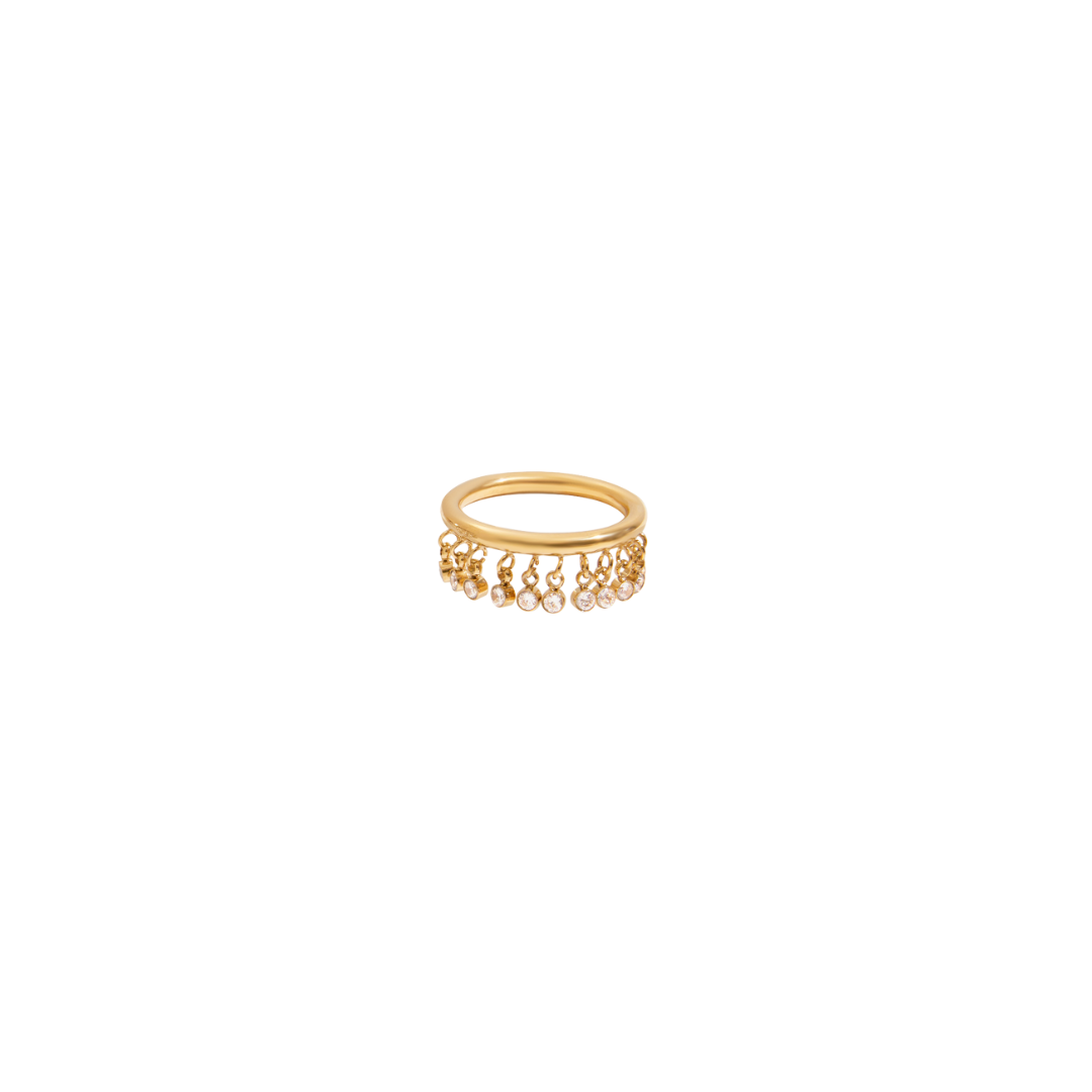 Round Zirconias Tassel Ring