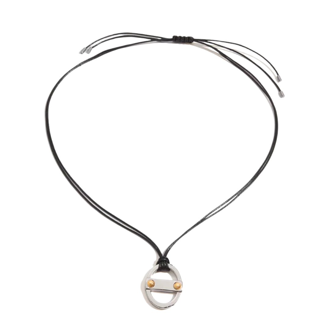 Two Tone Soda Tab Pendant Thread Necklace