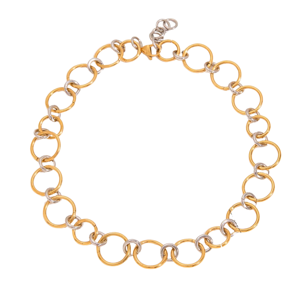 Two Tone Circular Chain Necklace