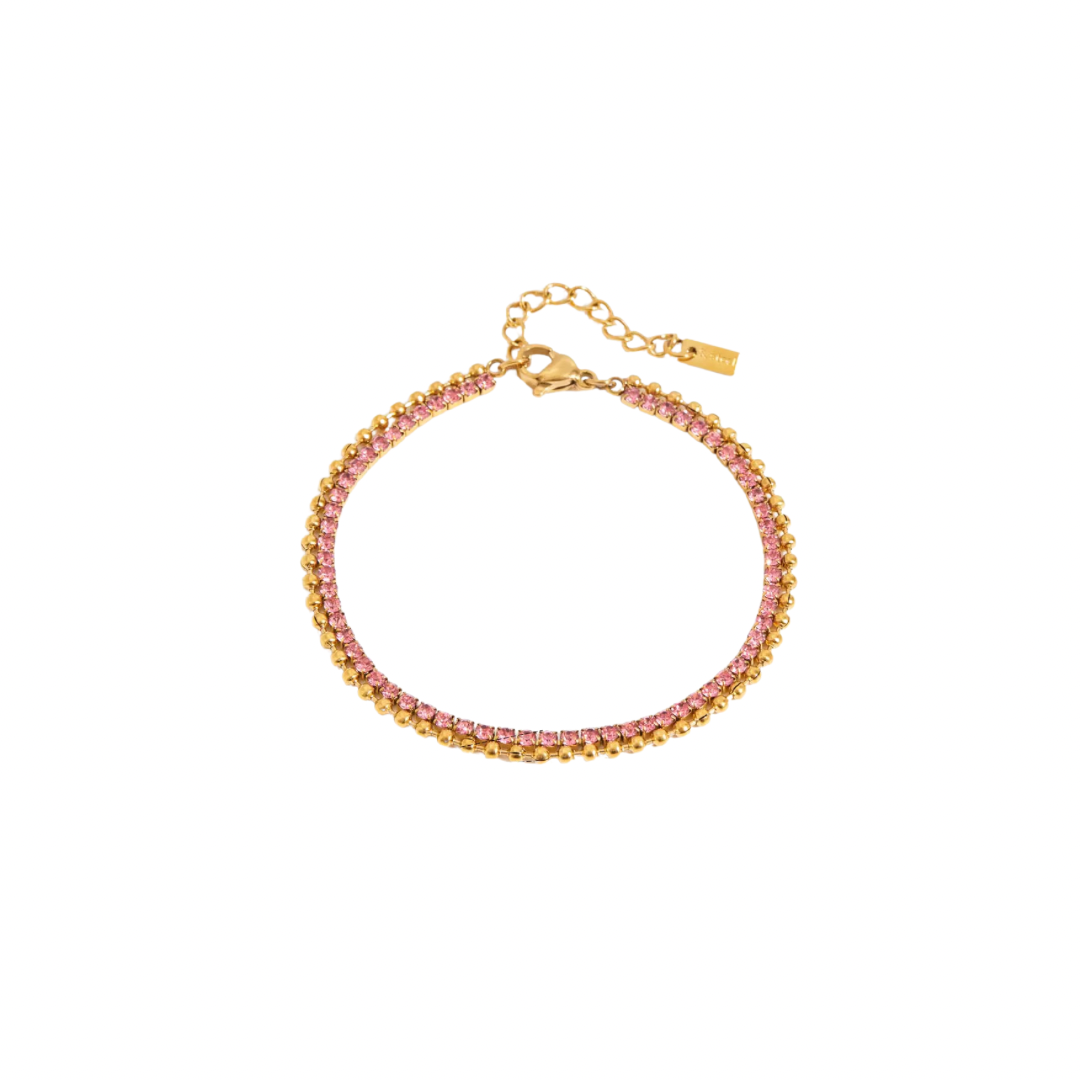 Pink Zirconia Double Layer Bracelet