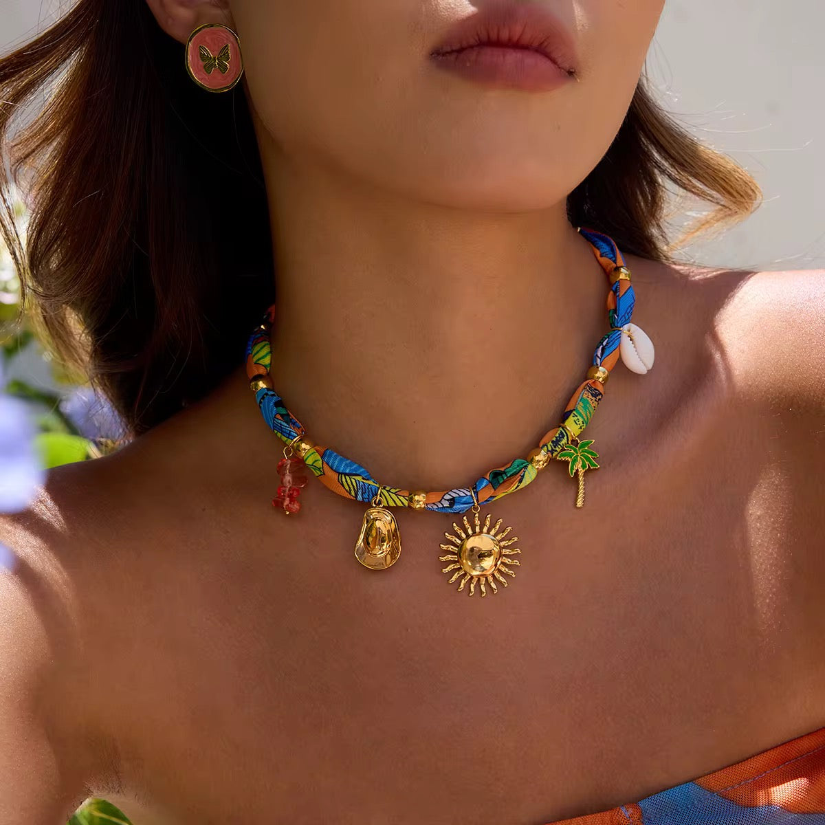 Endless Summer Charms Fabric Necklace