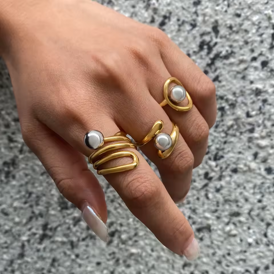 Two Tone Open Ball Ring
