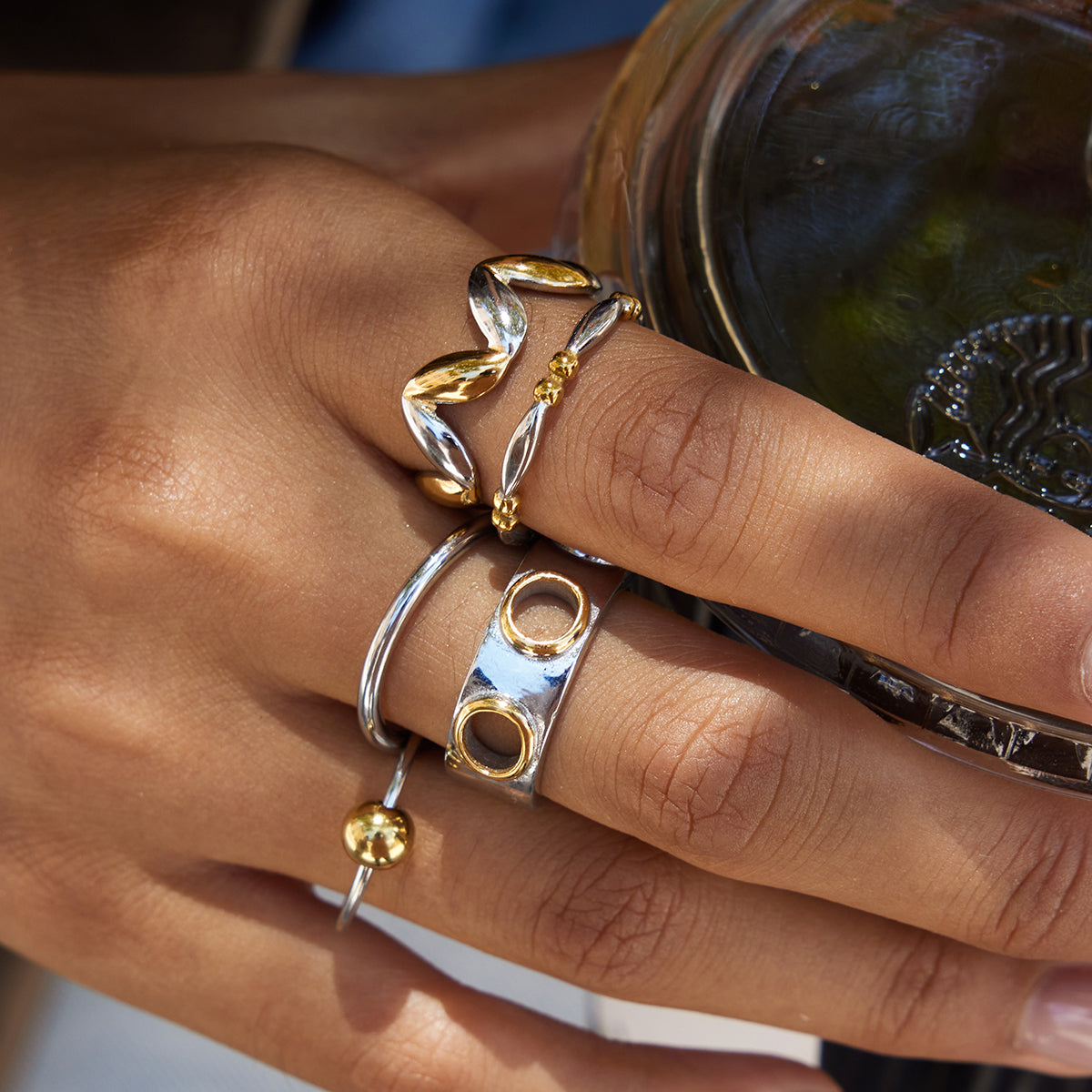 Two Tone Zig Zag Ring