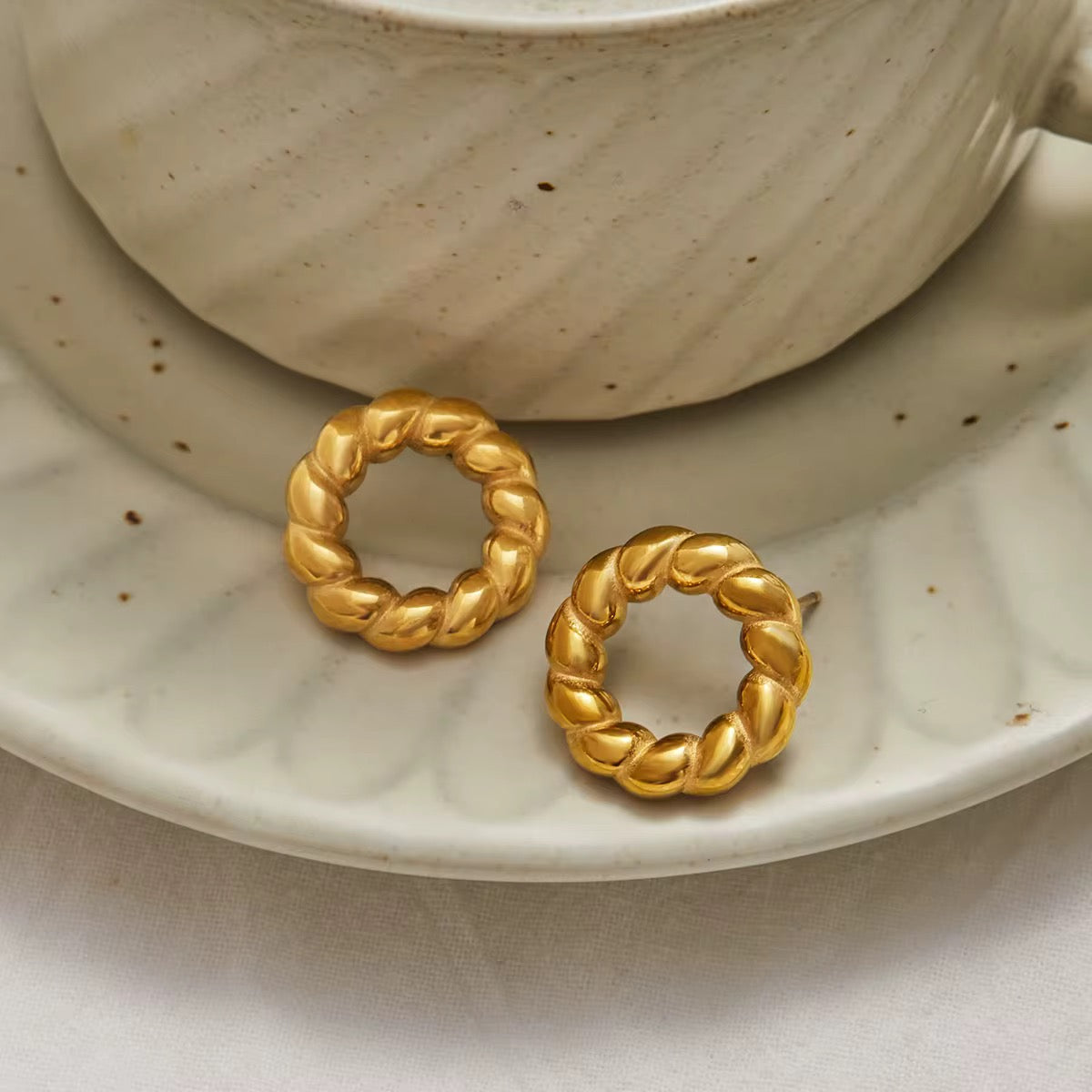 Textured Circle Stud Earrings