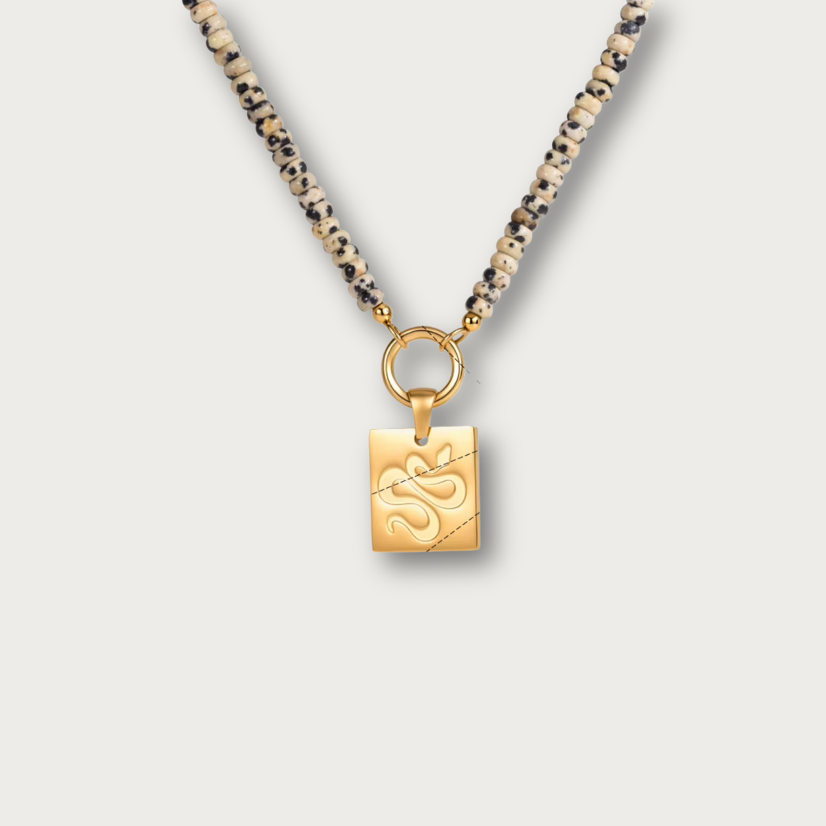 Snake Pendant Terrazzo Style Chain Necklace