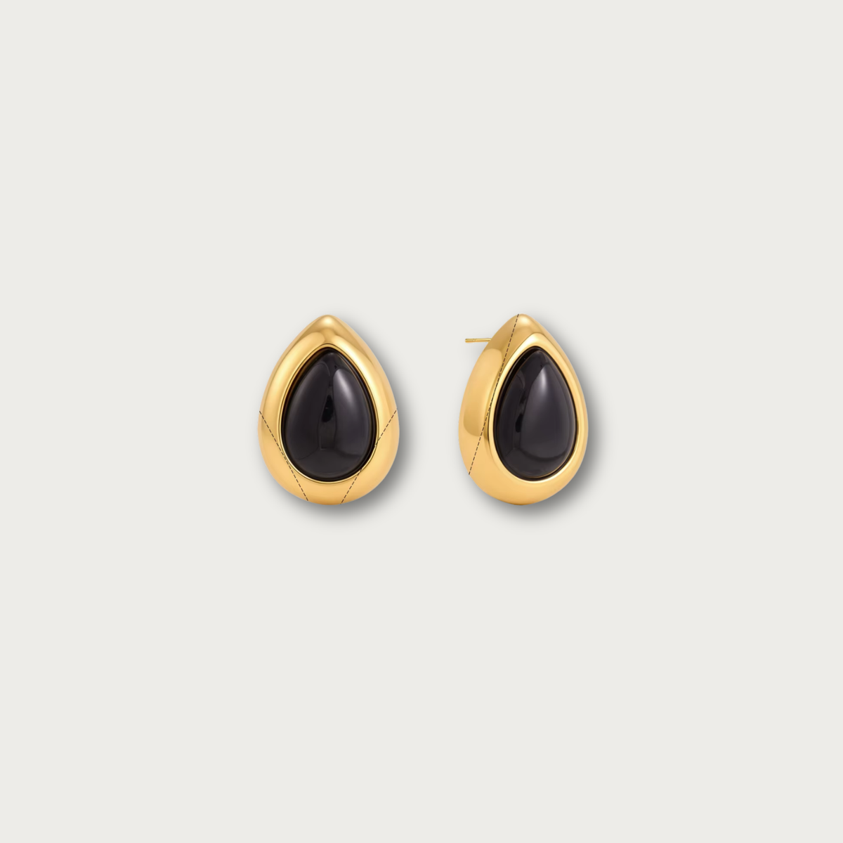 Black Stone Drop Chunky Stud Earrings