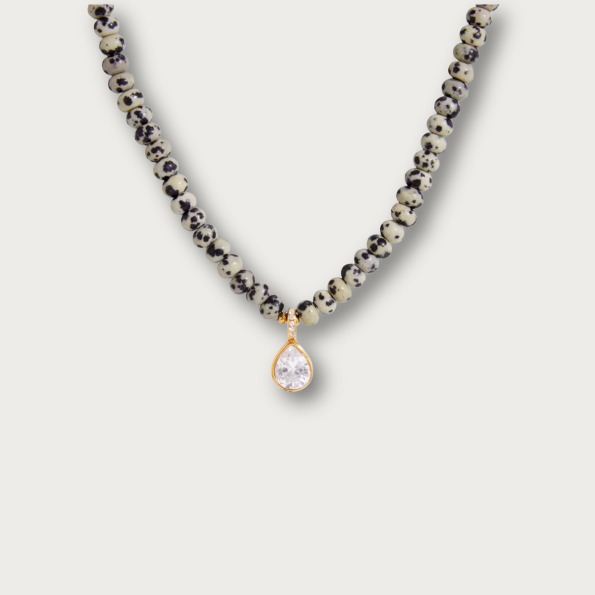 Zirconia Tear Drop Pendant Terrazzo Stye Chain Necklace
