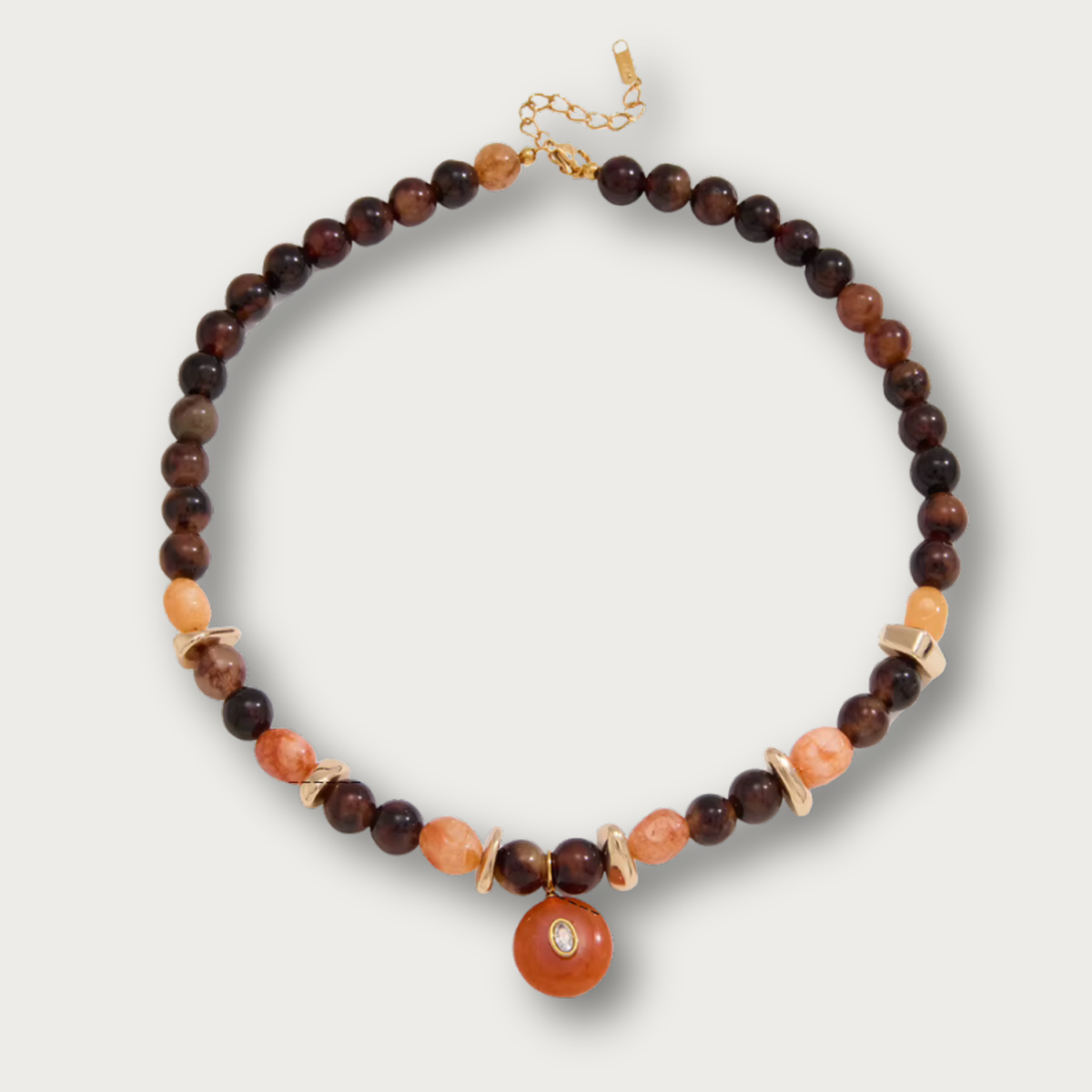Brown Stones Pendant Chunky Necklace