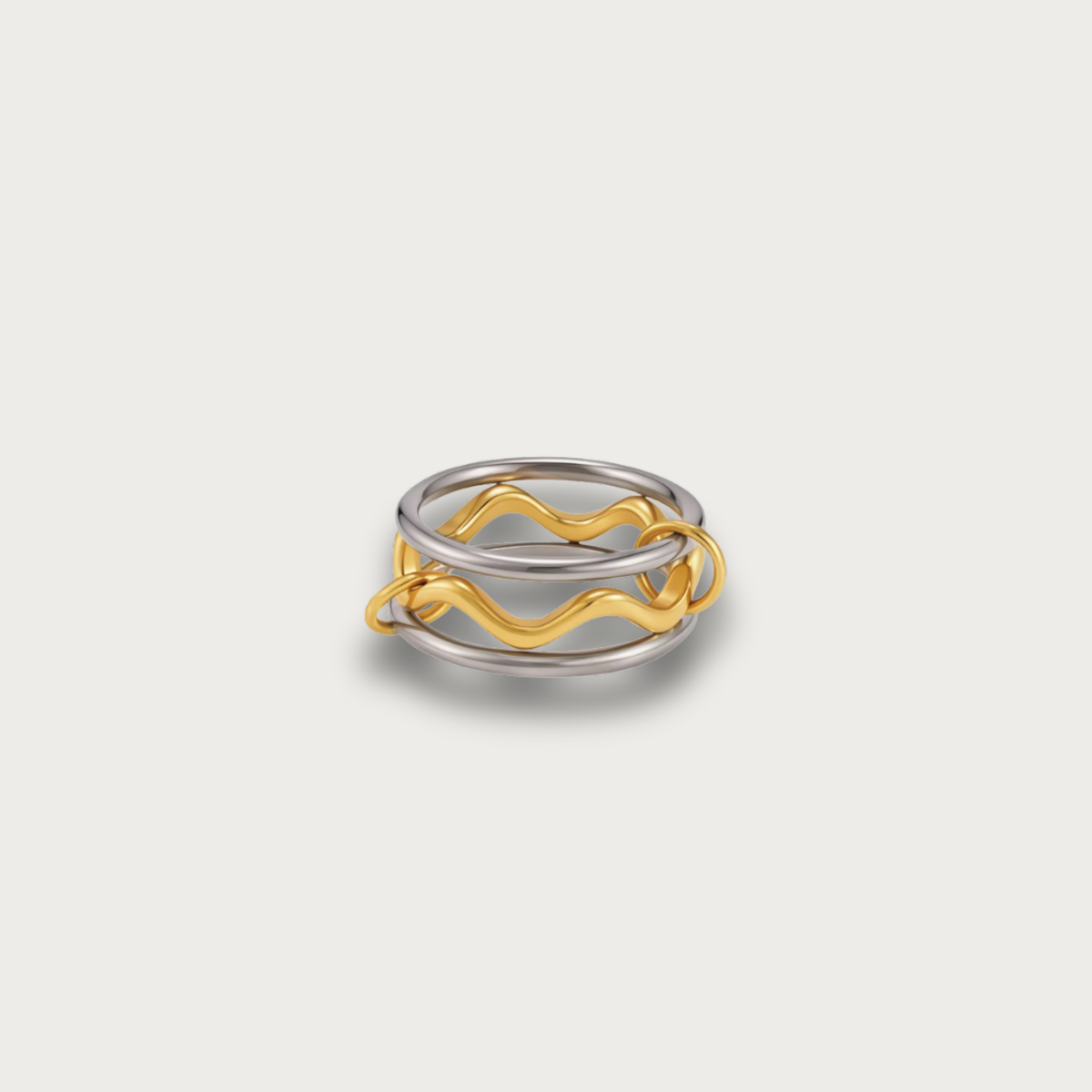 Anillo de capas onduladas en dos tonos