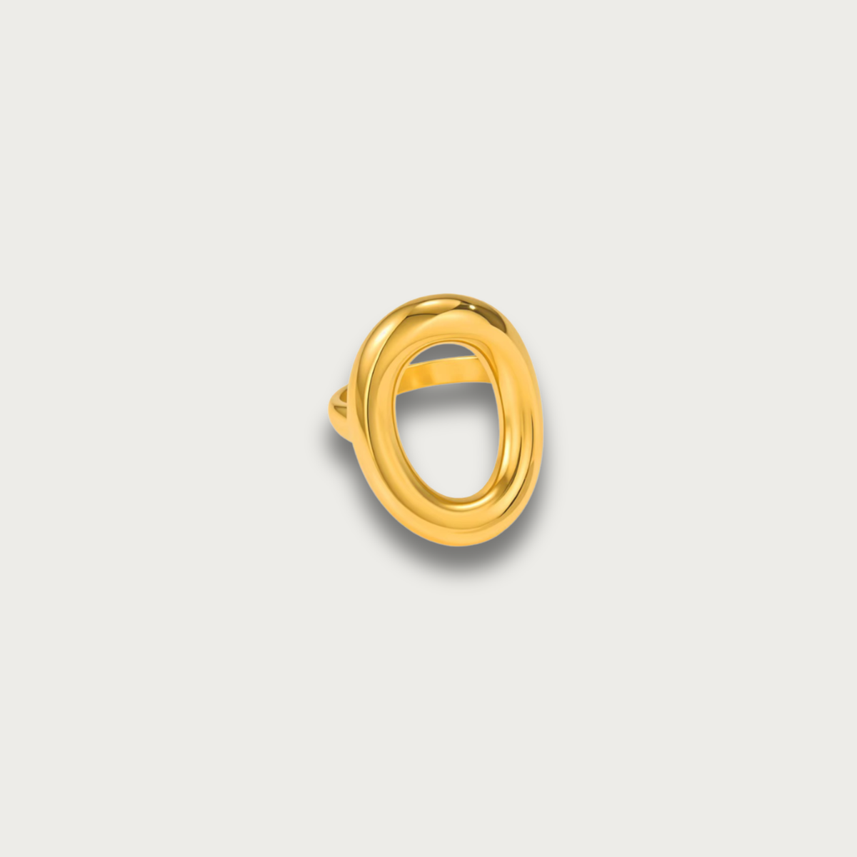 Gold Hollow Oval Statement Ring
