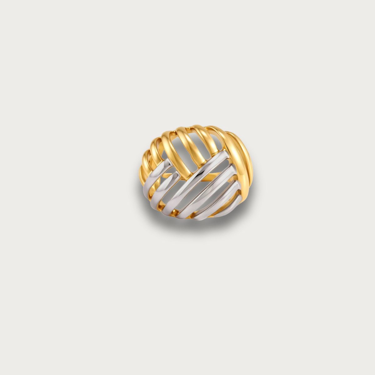 Two Tone Linear Chunky Ring