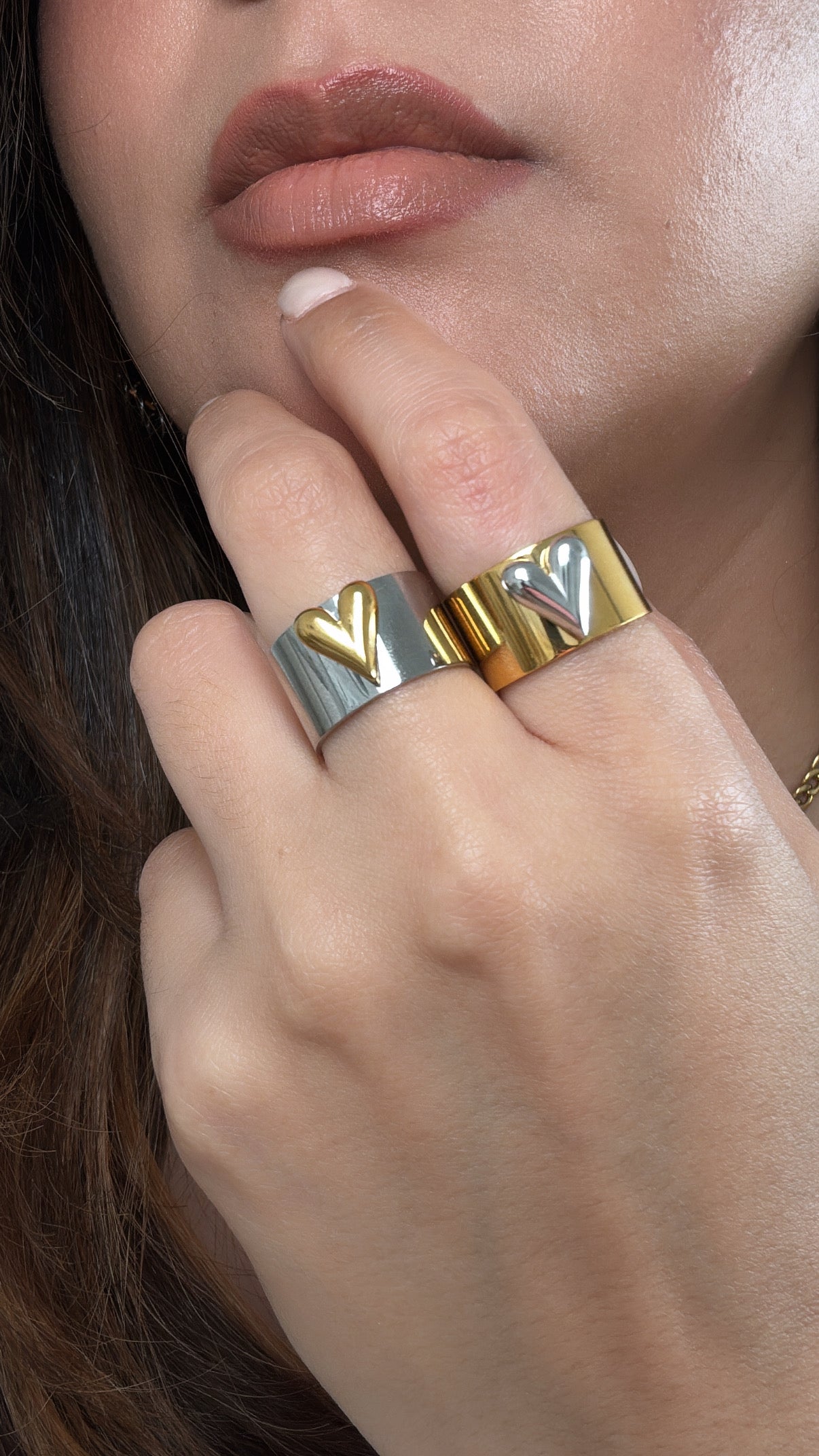 Two Tone Heart Resizable Ring