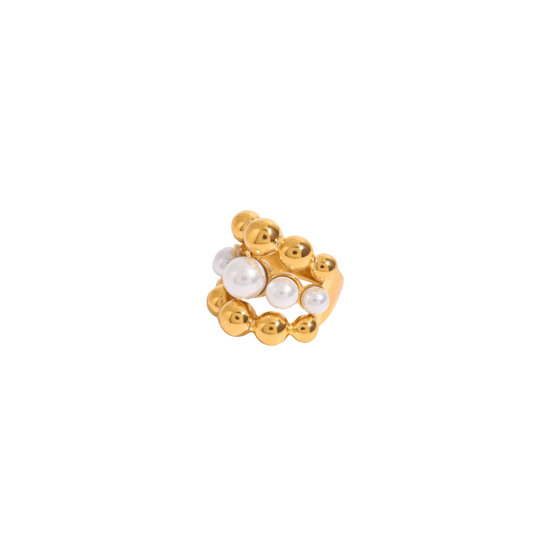 Pearls & Balls Layered Ring