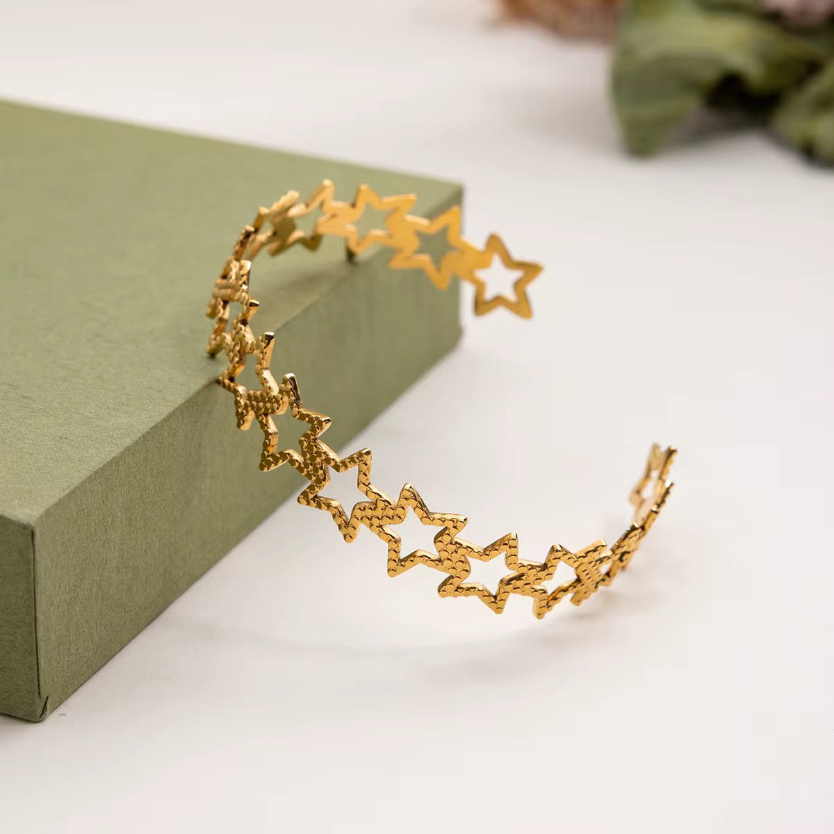 Textured Stars Cuff Bracelet